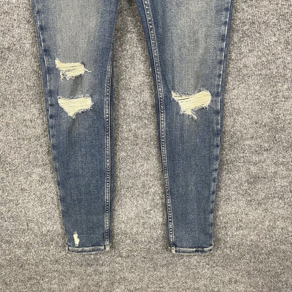 Free People Jeans Womens 27 Blue Sabrina Distressed Skinny Button Fly High Rise - Picture 4 of 16
